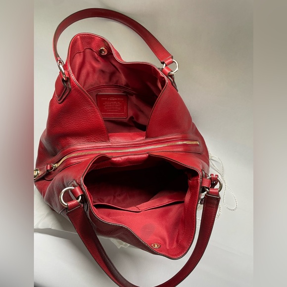 Coach Edie Pebbled Leather (33547) Shoulder Bag in Red with Dust Bag - Picture 10 of 16